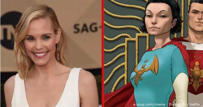 Grace Sampson / Lady Liberty: A esposa de Sheldon e mãe de Chloe e Brandon em O Legado de Júpiter na Netflix.