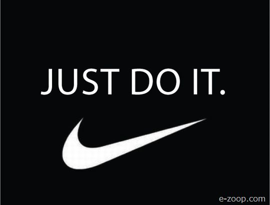 A marca com o slogan da Nike: 'Just do it' sobre um fundo preto.