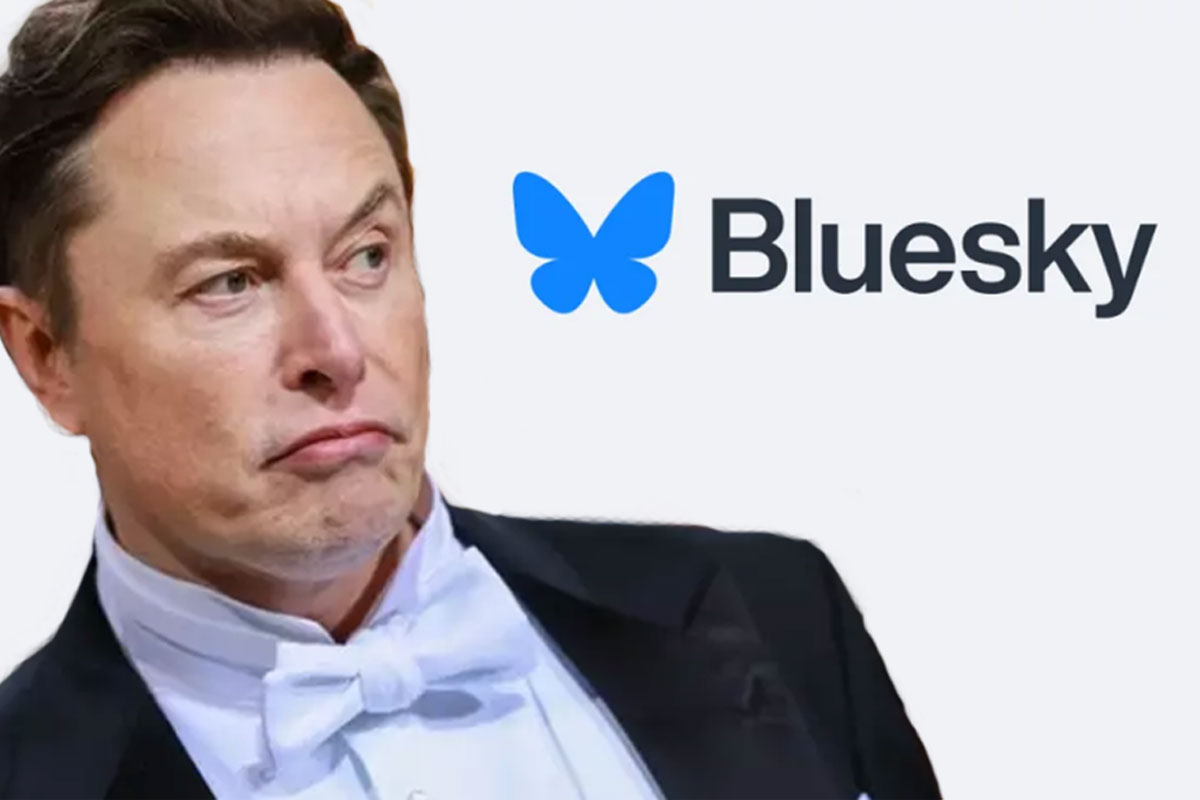 Elon Musk olha com desdém para a marca da Bluesky, o clone do Twitter...