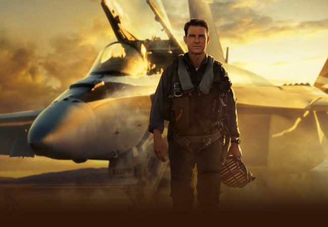 Tom Cruise em foto de TopGun Maverick de 2022